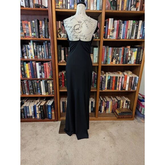 Vintage Jessica Mclintlock Women’s 8 Black Glam Sleeveless Maxi Dress Gown - Picture 2 of 7